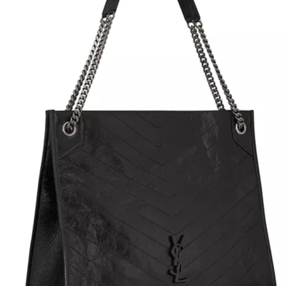 Yves Saint Laurent Black Shoulder Bag with Chain Straps